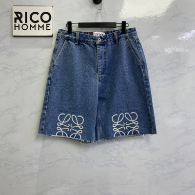 남녀공용 로E베 애너그램 컷아웃 워시드 데님 쇼츠 팬츠 (1:1 HIGH PREMIUM)