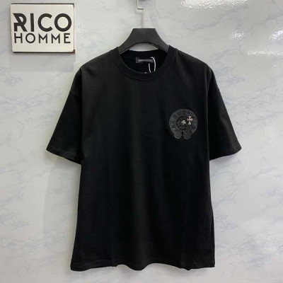 남녀공용 크롬HA츠 레더 홀스슈 더블 크로스 반팔 티셔츠 (PREMIUM)