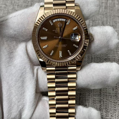 롤*스 데이데이트 초코 바게트다이아 로즈골드 금통 40mm 1:1 최상급 (싱크 99.8%)