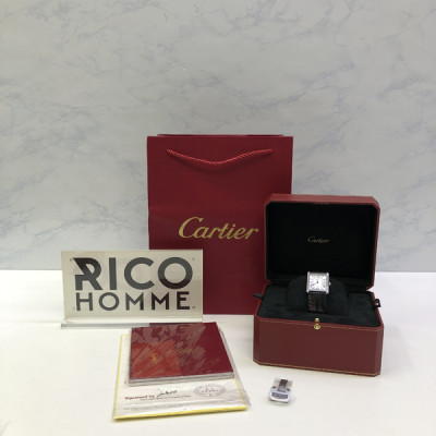 까르*에 탱크 솔로 스틸 가죽스트랩 라지 쿼츠 34.8mm×27.4mm 1:1 최상급 (싱크 97.6%)