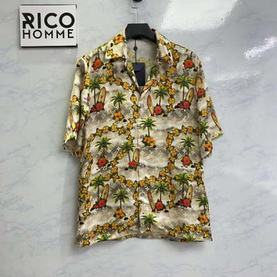 루이B통 모노그램 샌드 비치 슬리브드 실크 셔츠 & 쇼츠 팬츠 (PREMIUM)