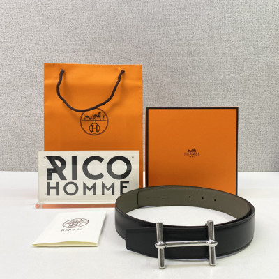 H르메스 d'Ancre 버클 & 리버서블 가죽 벨트 블랙/에토프 (HIGH PREMIUM)