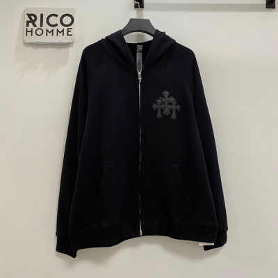 크롬HA츠 크로스 레더 패치워크 후드집업 (1:1 HIGH PREMIUM)