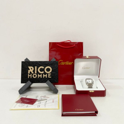 까르*에 산토스 스틸 라지 [변*석 착용] 47.5mm×39.8mm 1:1 최상급 (싱크 98.6%)