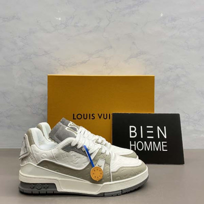 루이B통 LV 모노그램 트레이너 스니커즈 화이트&그레이