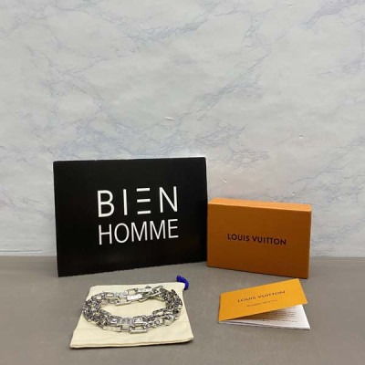 루이B통 모노그램 실버 체인 목걸이