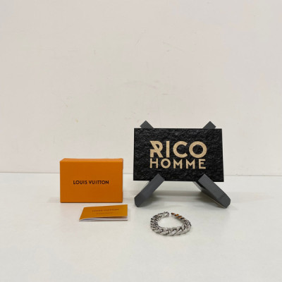 루이B통 버질 모노그램 실버 쿠반 체인링크 팔찌