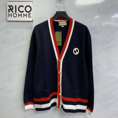 9찌 GG패치 스트라이프 브이넥 버튼업 가디건 (1:1 HIGH PREMIUM)