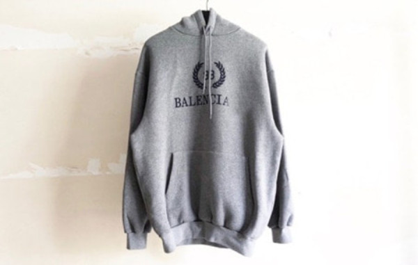 발렌시A가 BB 웰계수로고 그레이 후드티셔츠 (PREMIUM)
