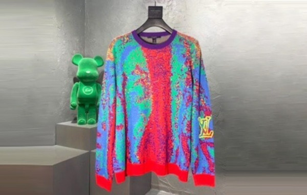 루이B통 멀티컬러 슬리브로고 니트