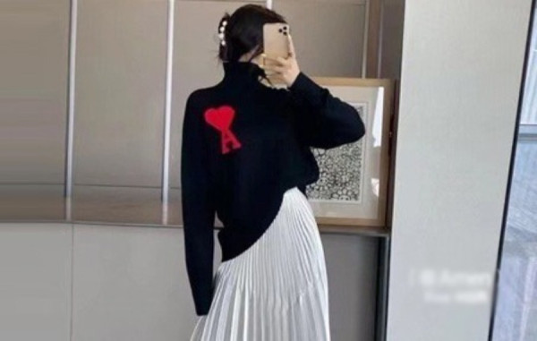 A미 터틀넥 하트로고 니트 (3color)