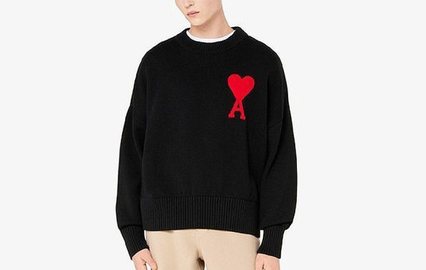 A미 드 뀌흐 빅하트로고 라운드 니트 (4color)