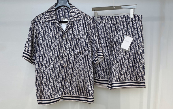 남녀공용 D올 오블리크 하와이안 반팔셔츠 & 반바지 세트 (PREMIUM)