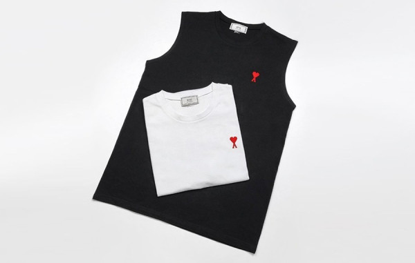 A미 스몰 레드 하트 슬리브리스 (2color)