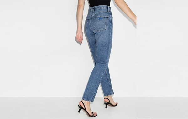 프RA다 레이디 삼각 백플레이트 데님 팬츠