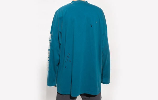 발렌시A가 메종 로고 블루 디스트로이드 롱슬리브 (PREMIUM)