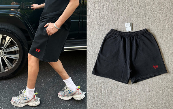 남녀공용 발렌시A가 BB 더블 로고 스웨트 하프 팬츠 (PREMIUM)