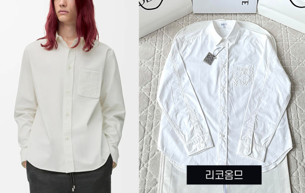 남녀공용 로E베 애너그램 엠보 자수 포켓 롱 슬리브 셔츠 (1:1 HIGH PREMIUM)