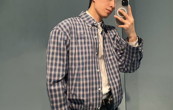 남녀공용 미*미* 클래식 체크 패브릭 블루종 자켓 (PREMIUM)