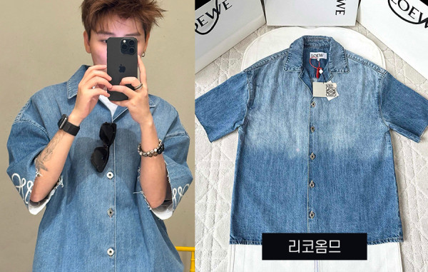 남녀공용 로E베 슬리브 애너그램 워시드 반팔 셔츠 (1:1 HIGH PREMIUM)