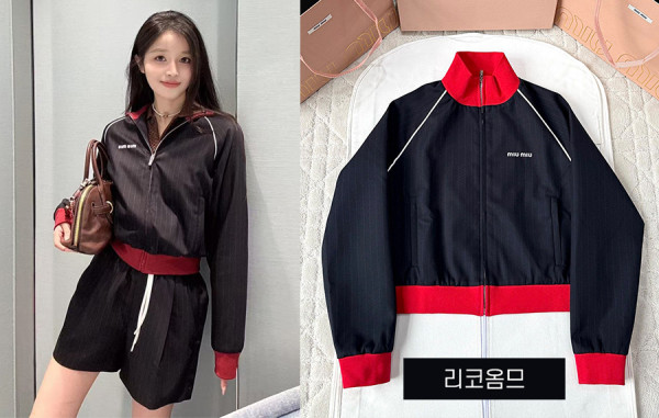 미*미* 우먼 핀스트라이프 블루종 자켓 & 쇼츠 팬츠 (1:1 HIGH PREMIUM)