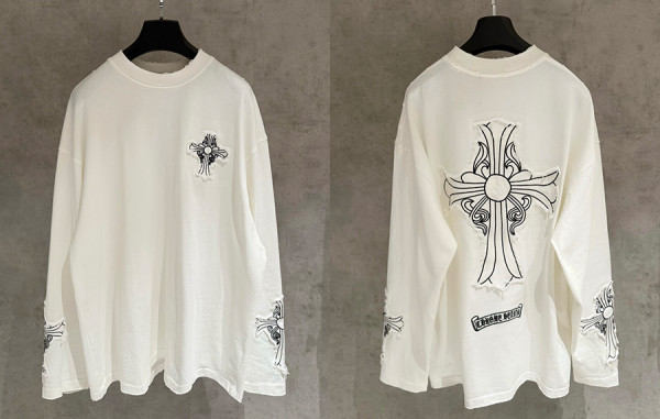 크롬HA츠 빅 크로스 패치 롱슬리브 티셔츠 (PREMIUM)