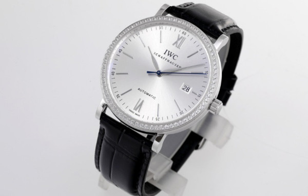 IW* 포르토피노 오토매틱 실버다이얼 다이아 베젤 레더스트랩 40mm 1:1 최상급 (싱크 97.6%)