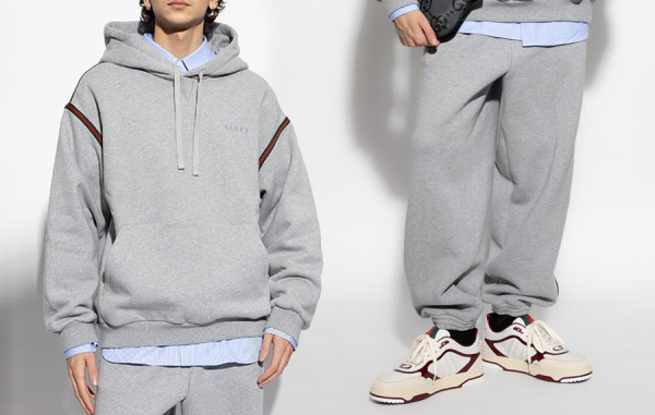 9찌 엠브로이드 숄더라인 후드티셔츠 & 팬츠 (PREMIUM)