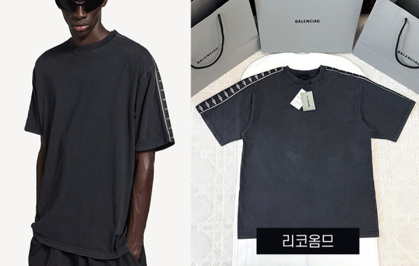 남녀공용 발렌시A가 3B 스트라이프 아트워크 슬리브 롱슬리브 & 반팔 티셔츠 (1:1 HIGH PREMIUM)