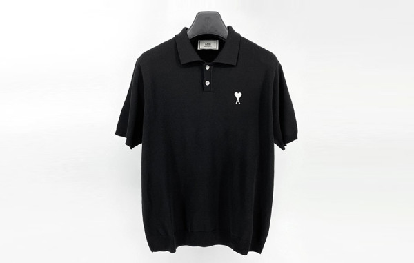 A미 스몰하트 카라 니트 반팔 티셔츠 (2color)