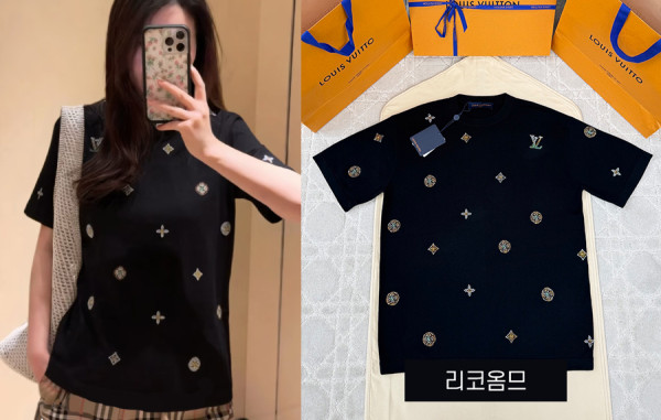 루이B통 LV 플라워 엠벨리시드 니트 반팔 티셔츠 (1:1 HIGH PREMIUM)